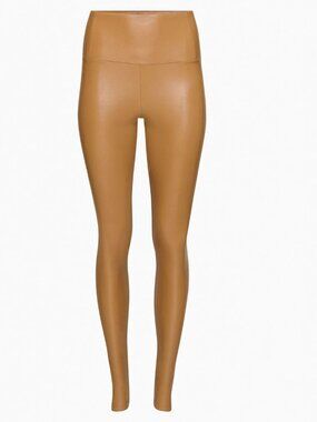 ARITZIA WILFRED FREE Daria High Waisted Vegan Leather Leggings Camel Tan S